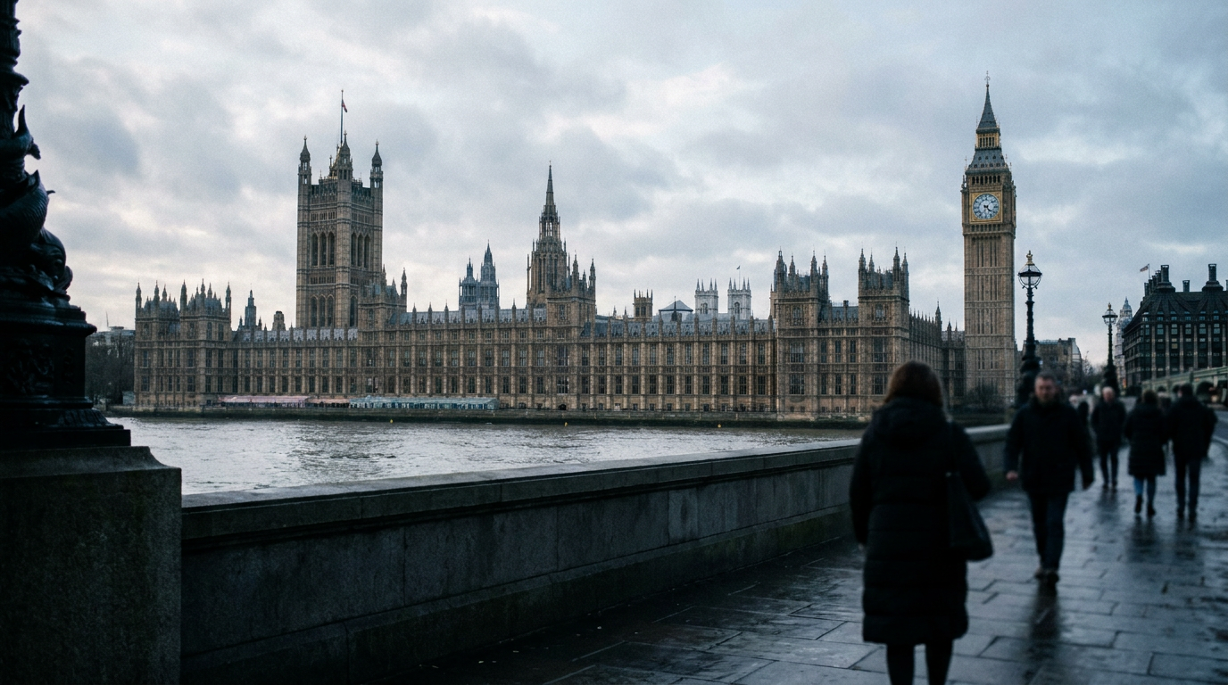 The Palace of Westminster beside the River Thames in daylight