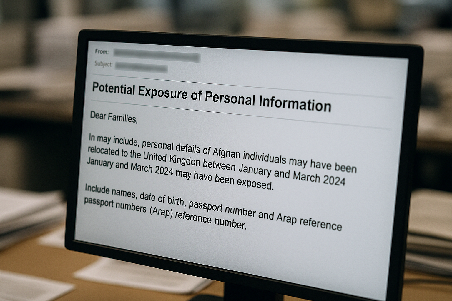 Data breach exposes personal details of thousands of Afghans relocated to the UK