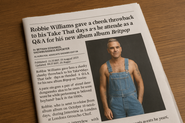 Robbie Williams reflects on his Take That roots as he prepares for a new album release