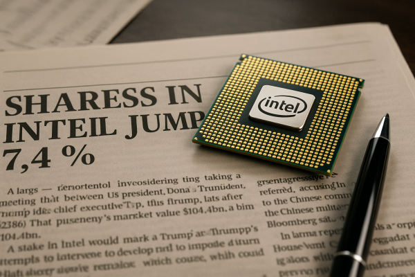 Shares in Intel soar as the Trump administration considers a potential stake in the chipmaker.