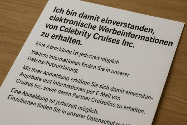 Celebrity Cruises offers promotional emails with an opt-out option.