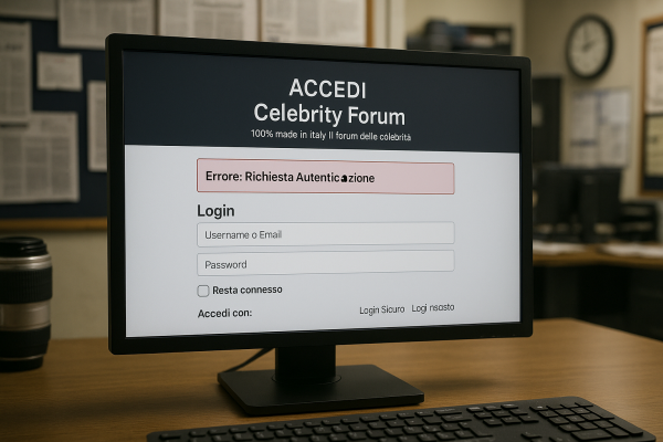 Italian celebrity forum faces authentication error