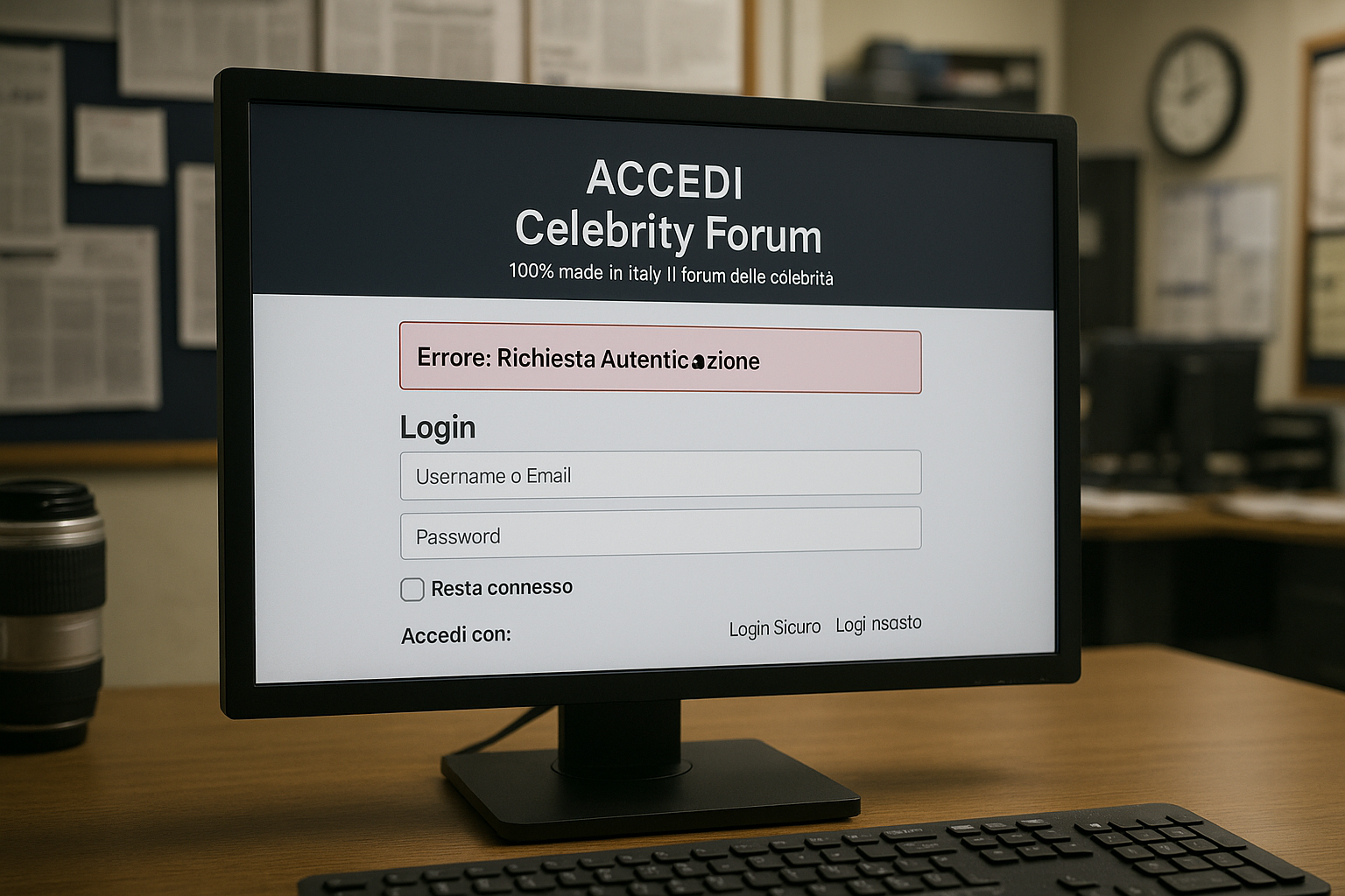 Italian celebrity forum faces authentication error