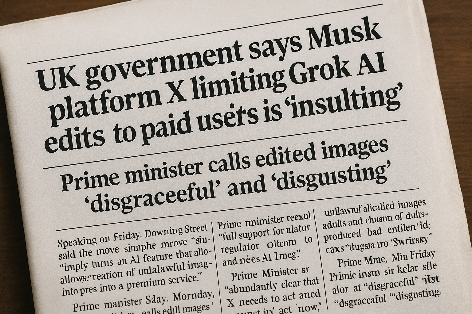 UK government criticizes Elon Musk's X for limiting Grok AI image edits to paying users