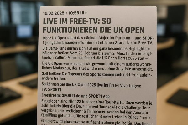UK Open Darts 2025 promises thrilling action and live coverage on SPORT1